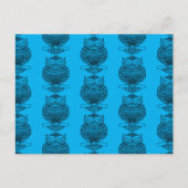 Hibou (motif bleu) - Carte postale (Devant)
