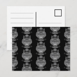 Hibou (motif noir) - Carte postale