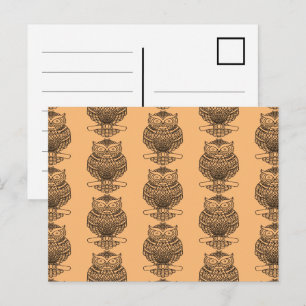 Hibou (motif orange) - Carte postale