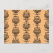 Hibou (motif orange) - Carte postale (Devant)