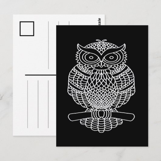 Hibou (noir) - Carte postale (Devant / Derrière)