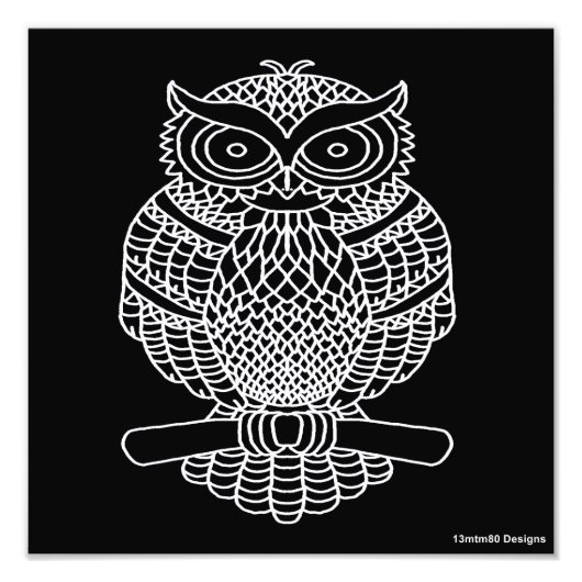 Hibou (noir) - Impression photo (Devant)