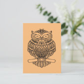 Hibou (orange) - Carte postale (Debout devant)