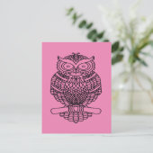 Hibou (rose) - Carte postale (Debout devant)