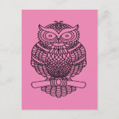 Hibou (rose) - Carte postale (Devant)