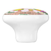 Hibou rose-clair sur le bouton en céramique de (Côté)