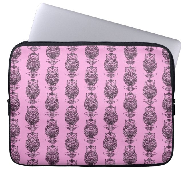 Hibou (rose) - Housse pour ordinateur portable (Devant)