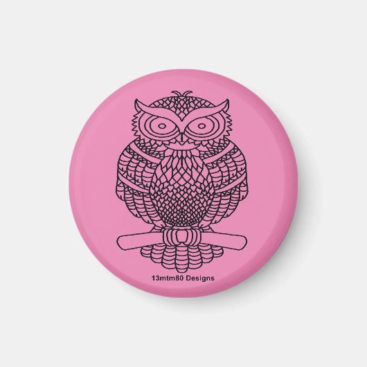 Hibou (rose) - Magnet (Devant)