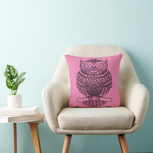 Hibou (rose) - Oreiller (Chaise)