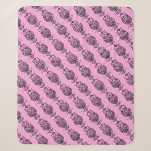 Hibou (rose) - Plaid Sherpa (Devant)