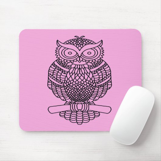 Hibou (rose simple) - Tapis de souris (Avec souris)