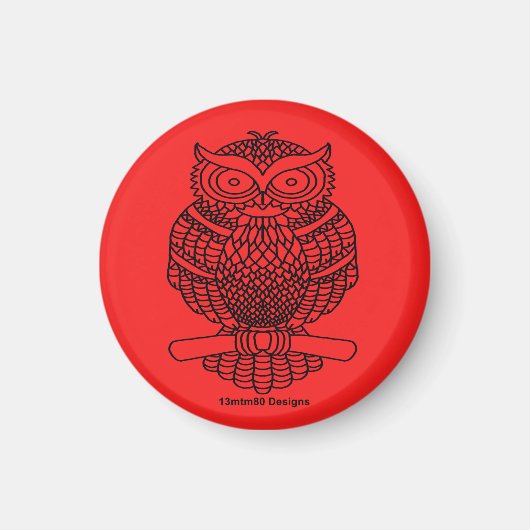 Hibou (rouge) - Aimant (Devant)