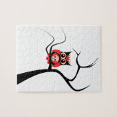 Hibou rouge de crâne de sucre dans le puzzle (Horizontal)