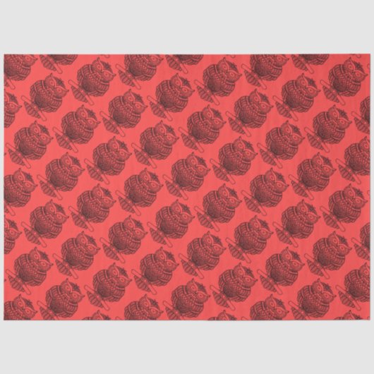 Hibou (rouge) - Papier de soie (Recto)
