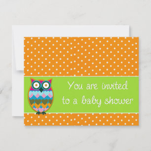 Hibou sur invitation baby shower pois