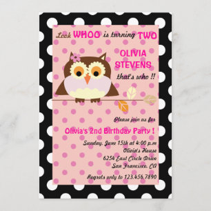 Hibou sur une branche - invitations 2