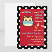 Hibou sur une branche - invitations 5 (Devant / Derrière)