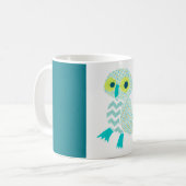 Hibou vert avec la tasse bleue de frontières (Devant gauche)