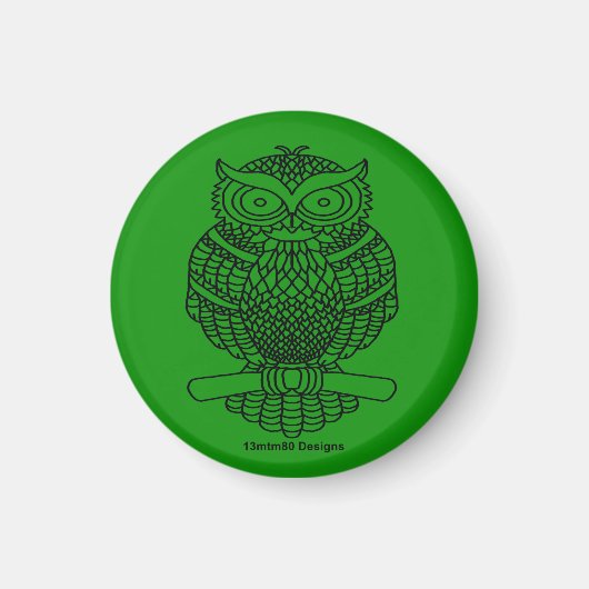 Hibou (vert foncé) - Aimant (Devant)