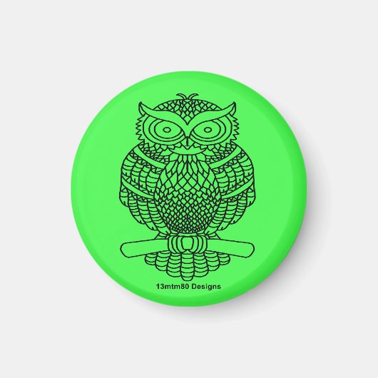 Hibou (vert néon) - Aimant (Devant)