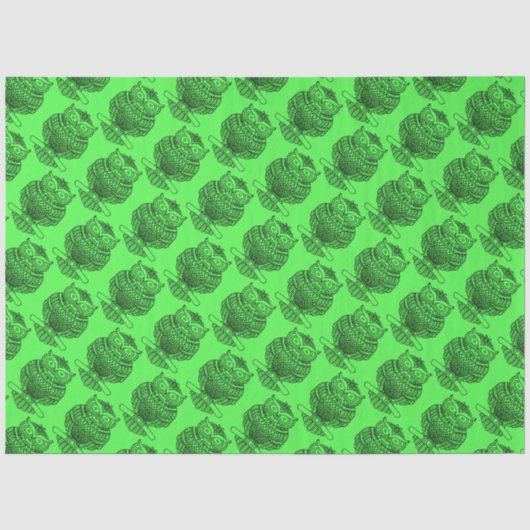 Hibou (vert néon) - Papier de soie (Recto)