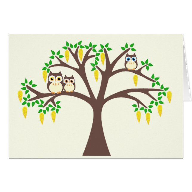 Hiboux Brown dans un arbre de Laburnum (Devant horizontal)
