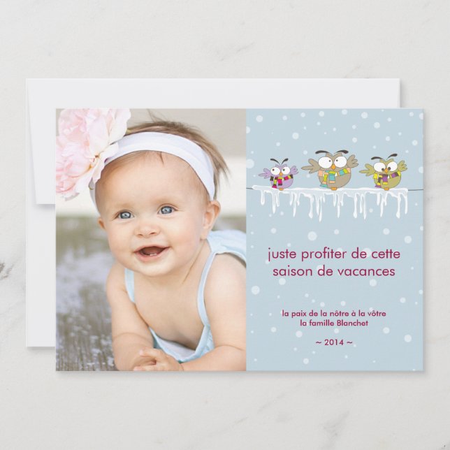 Hiboux Chilling carte de photo de vacances (Devant)