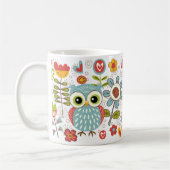 Hiboux colorés et tasse heureuse de fleurs (Gauche)