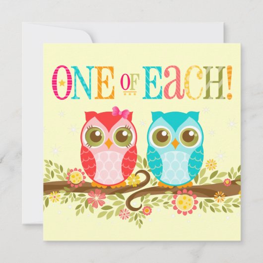 Hiboux de bébé - un de chacun ! Invitation de (Dos)