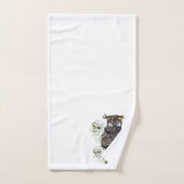 Hiboux dorés Orchidées vertes (Serviette à main)