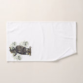 Hiboux dorés Orchidées vertes (Serviette à main)