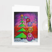 Hiboux et carte de Noël à feuillage persistant (Dos)