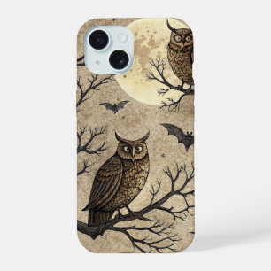 Hiboux et lune d'Halloween vintage