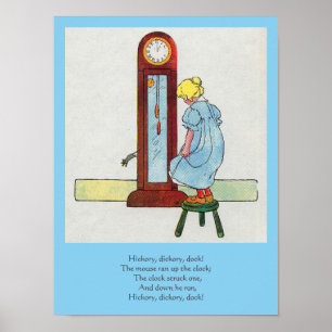 Hickory, Dickory, Dock Moeder Gans Kwekerij Rhyme Poster