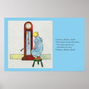 Hickory, Dickory, Dock Moeder Gans Kwekerij Rhyme Poster