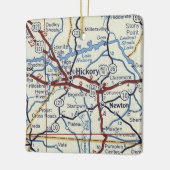 Hickory NC Map Keramisch Ornament (Links)