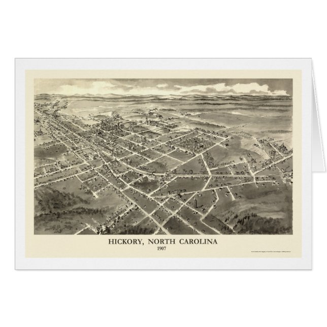 Hickory, NC Panoramic Map - 1907 (Voorkant Horizontaal)