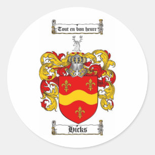 HICKS FAMILY CREST - HICKS WAPEN RONDE STICKER