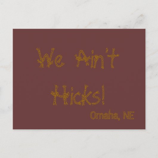 Hicks, we zijn geen Briefkaart (Voorkant)