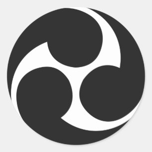 Hidari Mitsudomoe 左三つ巴 Taiko-Sticker Ronde Sticker