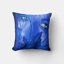 HIDDEN FEAR BLUE GIRL MET SKULL Pillow Kussen
