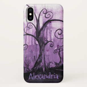 Hidden Hearts Treedt Paarse Fantasy Art Jouw naam iPhone X Hoesje