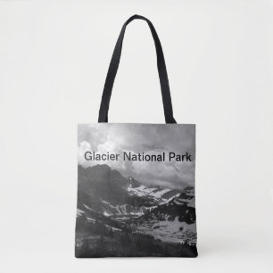 Hidden Lake Glacier Black en White Photo Draagtas