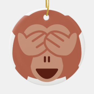Hide and seek Emoji Monkey Keramisch Ornament