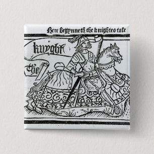 "Hier Begynneth the Knightes Tale" Vierkante Button 5,1 Cm