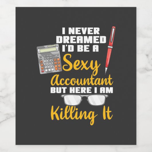 Hier ben ik een superaccountant wijn etiket (Enkel label)