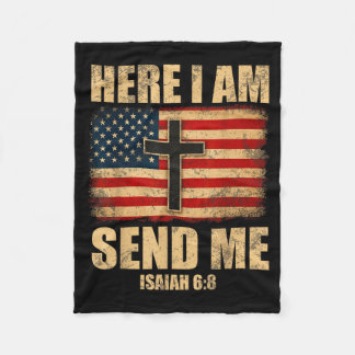 Hier ben ik, zend mij Jesaja 6_8 Amerikaanse vlag  Fleece Deken