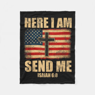 Hier Ben Ik Zend Mij Jesaja 6_8 Amerikaanse Vlag K Fleece Deken