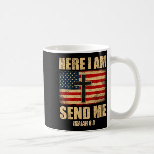 Hier ben ik, zend mij Jesaja 6_8 Amerikaanse vlag Koffiemok