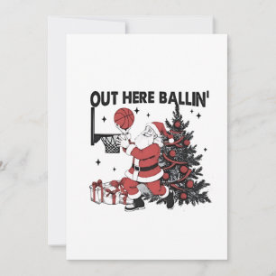 Hier Buiten Bal Basketball Sport Kerstmis Kaart